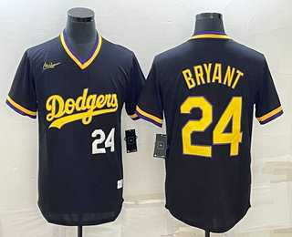 Mens Los Angeles Dodgers #24 Kobe Bryant Number Black Stitched Pullover Throwback Nike Jerseys
